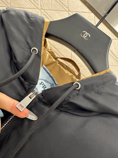 25fw new hooded contrast color down jacket