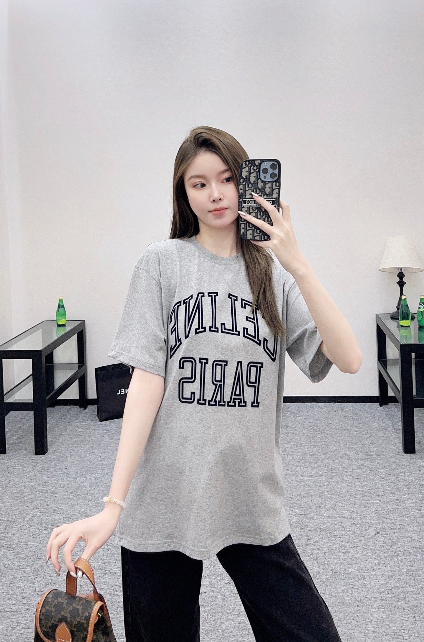 25fw new flocking printed T-shirt