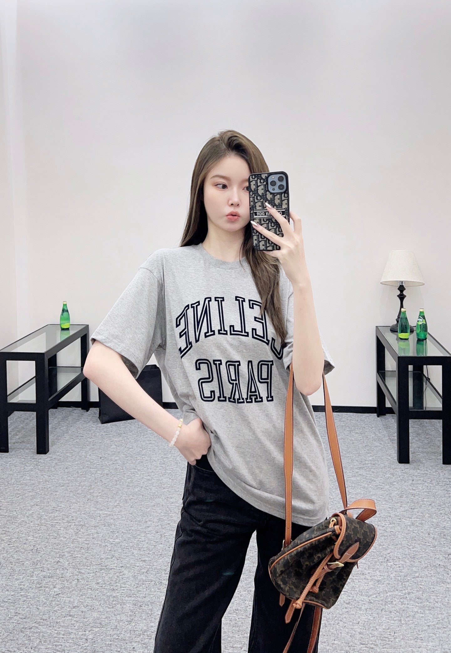 25fw new flocking printed T-shirt