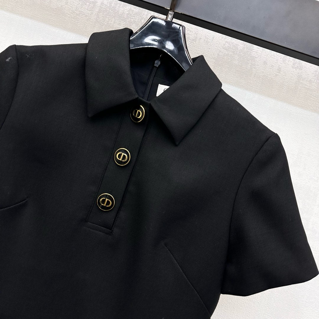 25fw new lapel short-sleeved dress