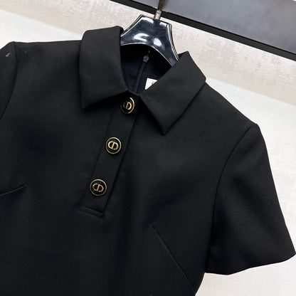 25fw new lapel short-sleeved dress