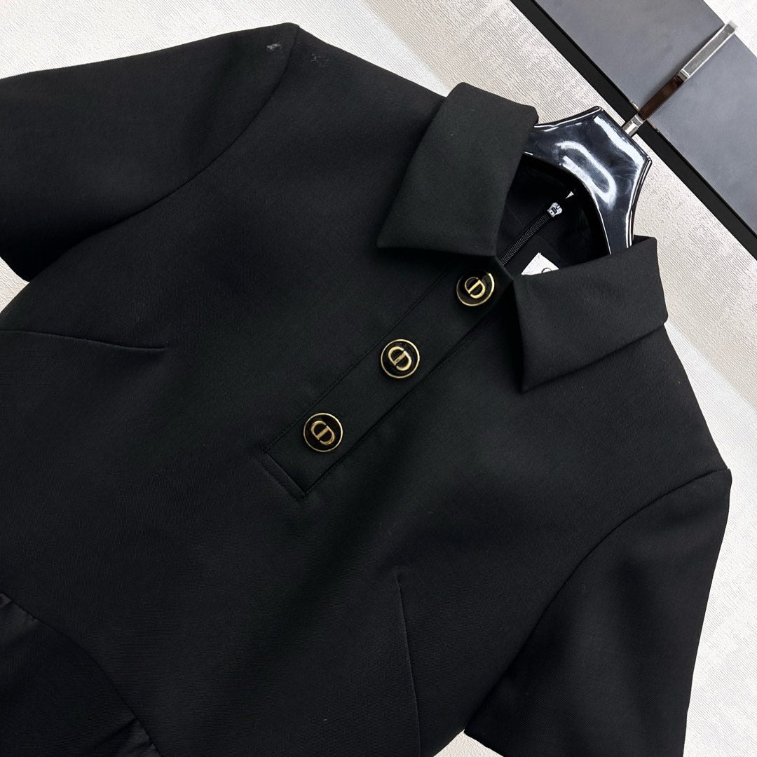 25fw new lapel short-sleeved dress