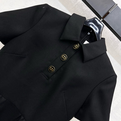 25fw new lapel short-sleeved dress