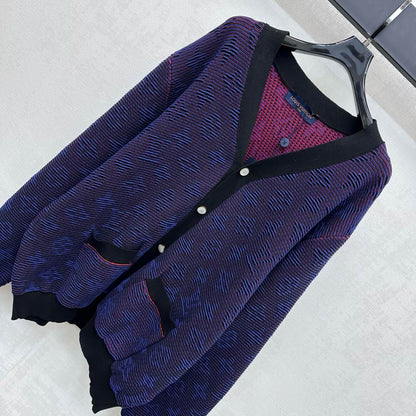 25fw new V-neck jacquard knitted cardigan