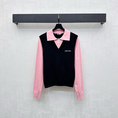 25fw new lapel stitching knitted long sleeves