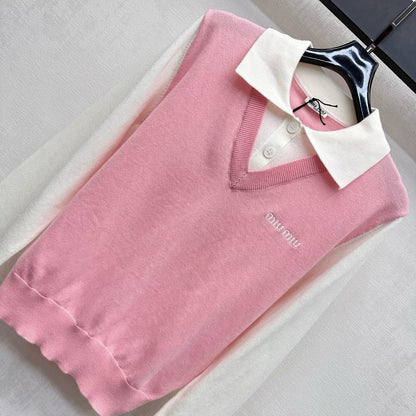 25fw new lapel stitching knitted long sleeves