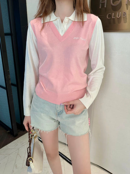 25fw new lapel stitching knitted long sleeves