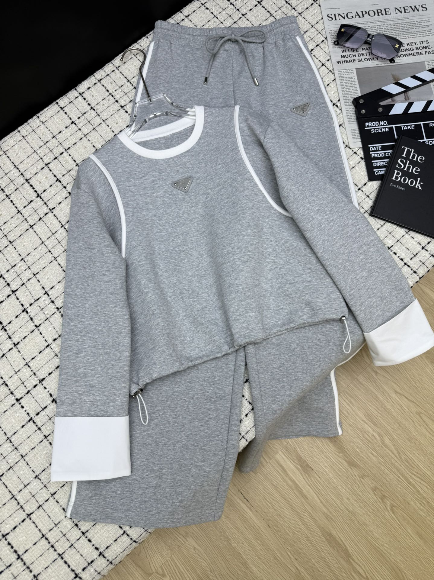 25fw new patchwork shirt with  straight pants suit