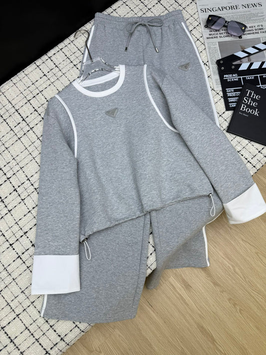 25fw new patchwork shirt with  straight pants suit