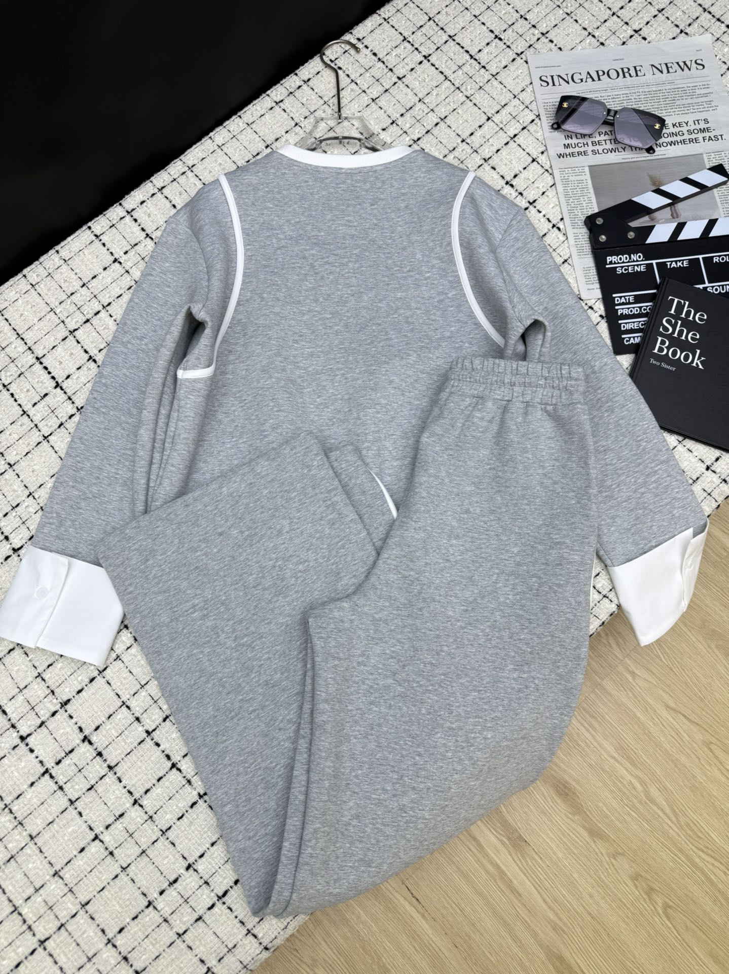 25fw new patchwork shirt with  straight pants suit