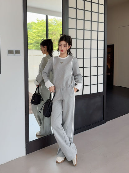 25fw new patchwork shirt with  straight pants suit