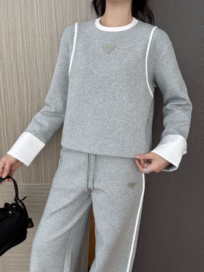 25fw new patchwork shirt with  straight pants suit