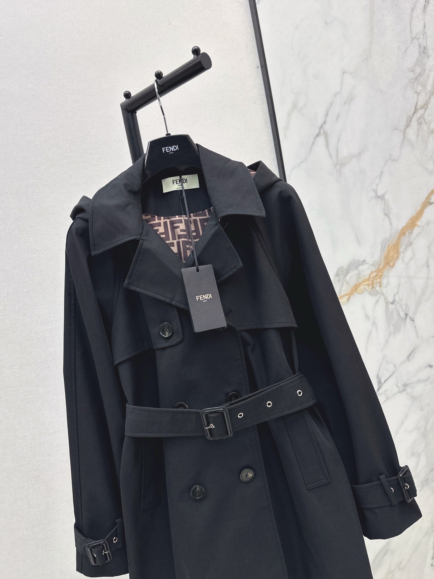 25fw new lapel belt windbreaker jacket