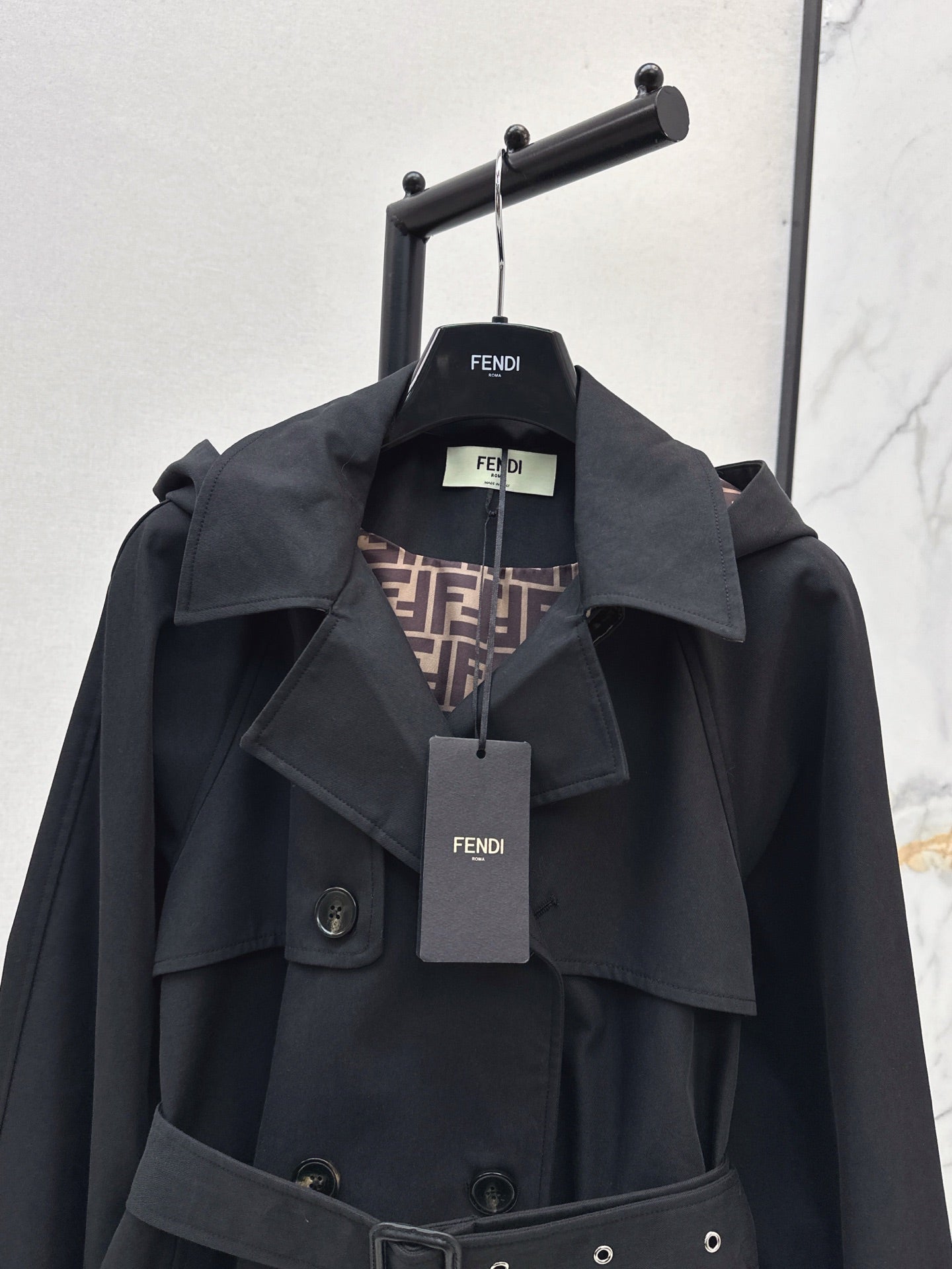 25fw new lapel belt windbreaker jacket