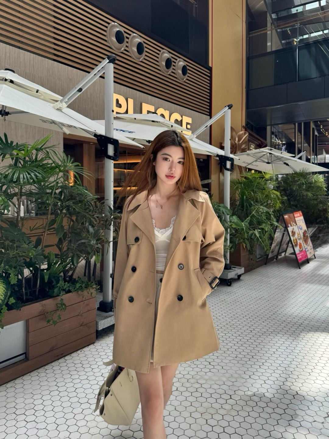 25fw new lapel belt windbreaker jacket