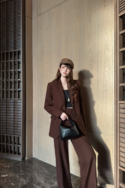 25fw new embroidered letter logo suit jacket + trousers set