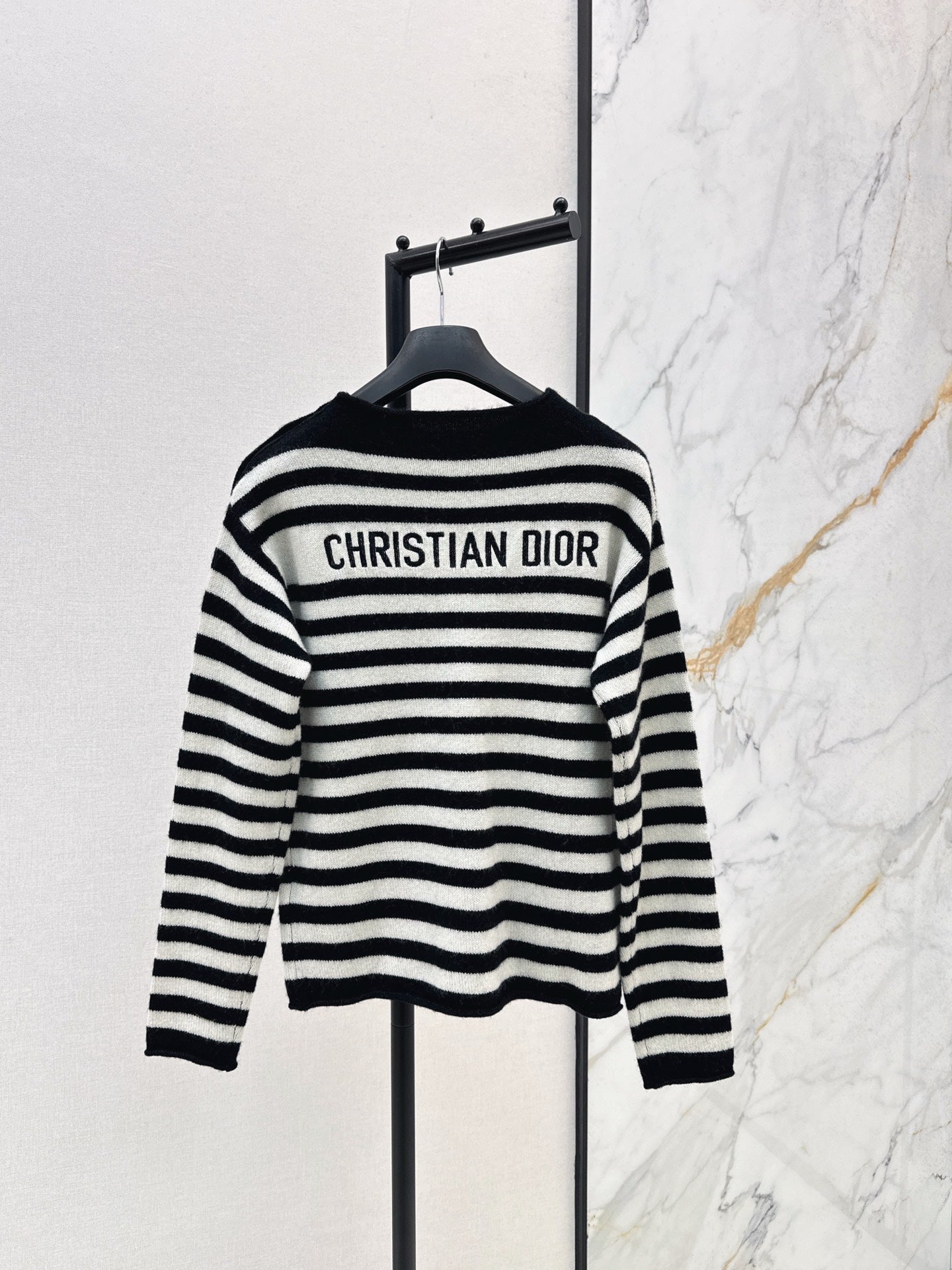 25fw new embroidered letter striped cashmere sweater