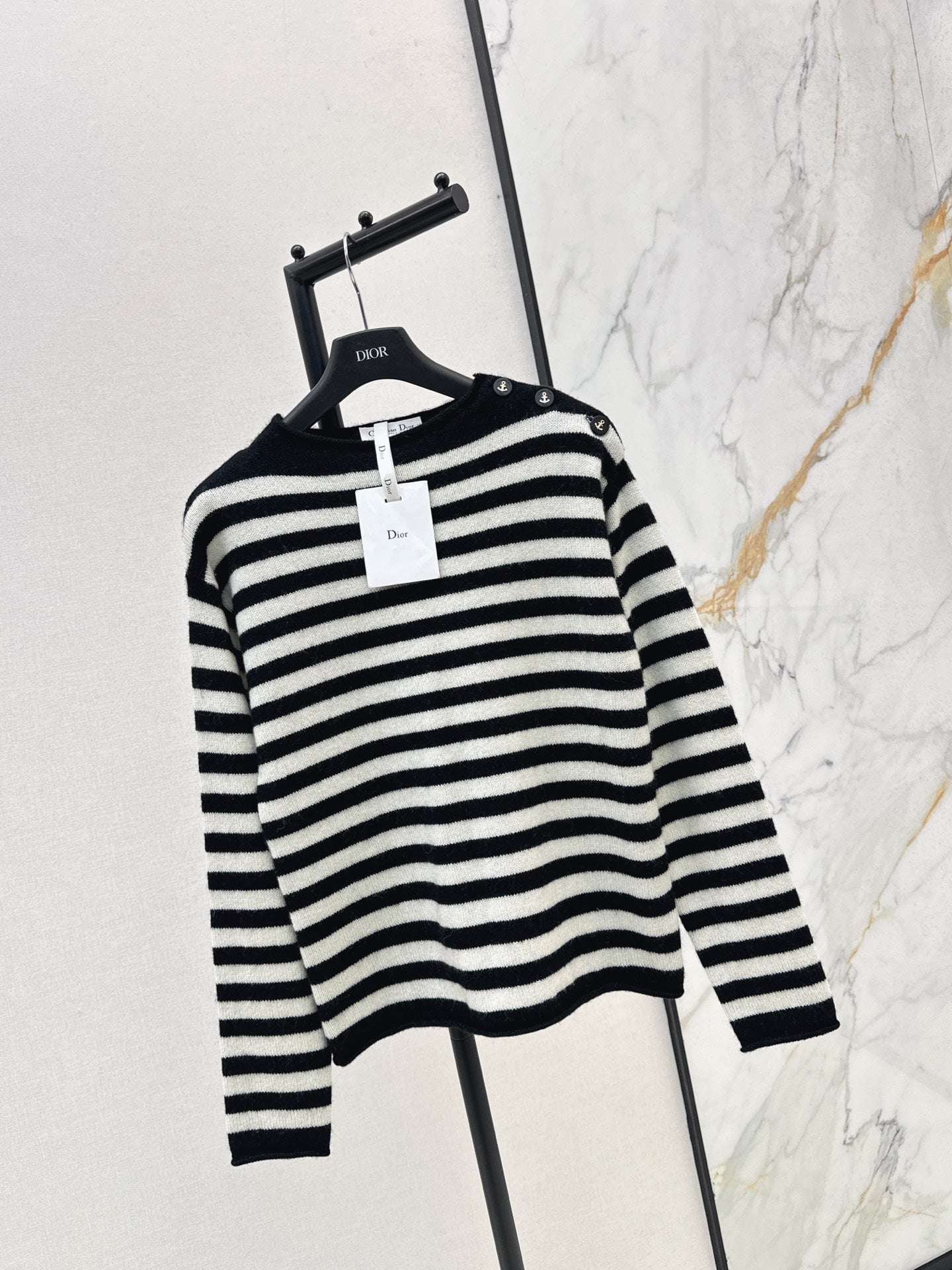 25fw new embroidered letter striped cashmere sweater