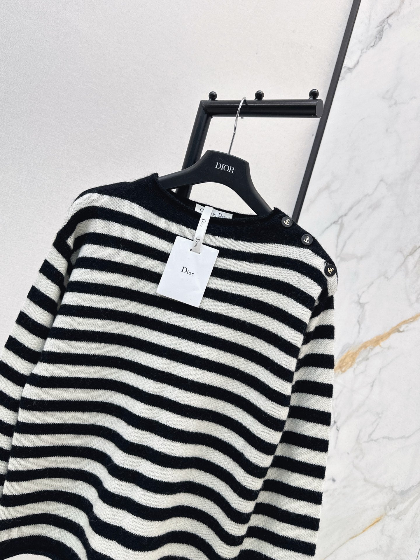 25fw new embroidered letter striped cashmere sweater