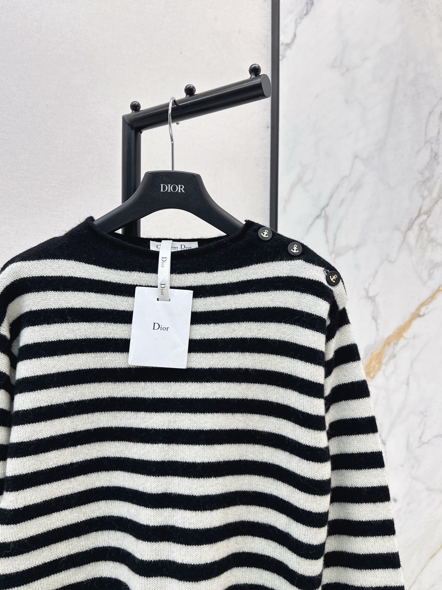 25fw new embroidered letter striped cashmere sweater