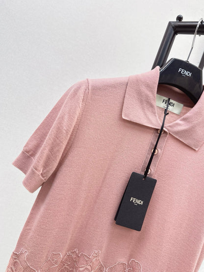 25 new lace lapel wool knitted polo