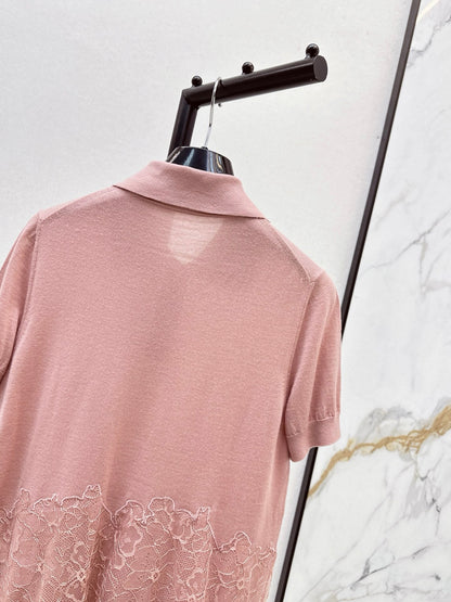 25 new lace lapel wool knitted polo