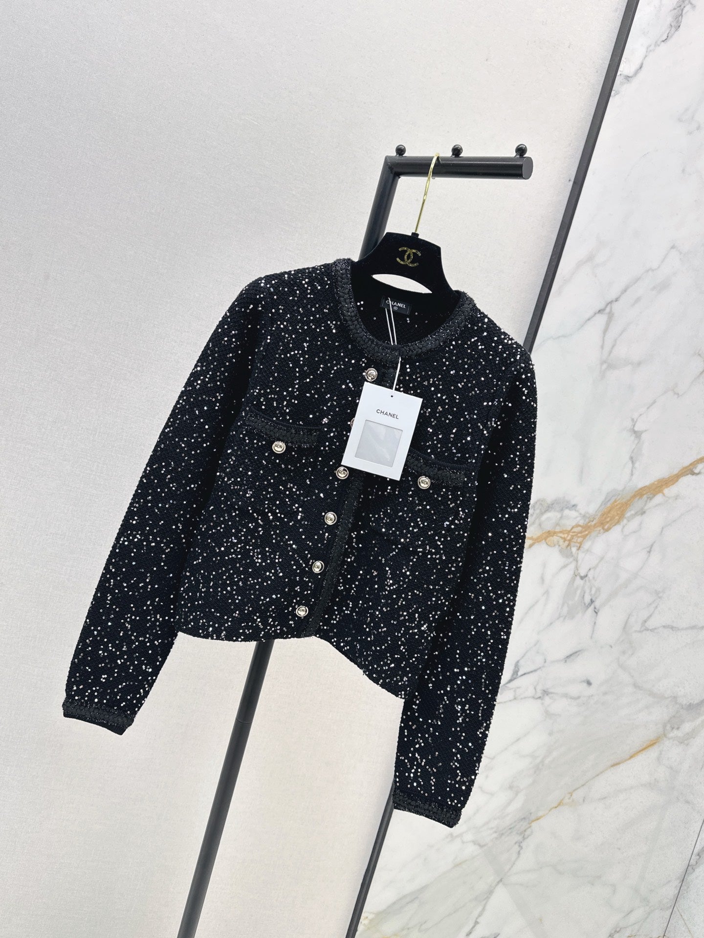 25fw new sequined short cardigan