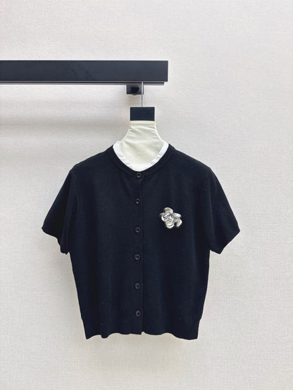 25fw new camellia knitted short sleeves