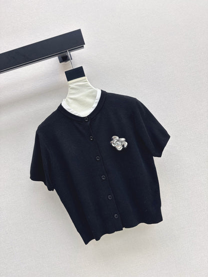 25fw new camellia knitted short sleeves