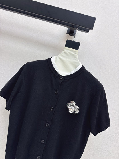 25fw new camellia knitted short sleeves