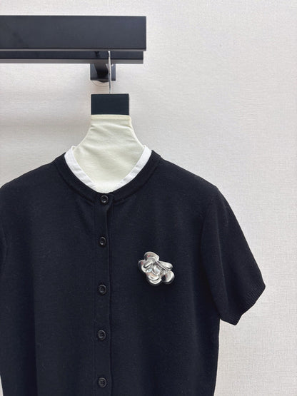 25fw new camellia knitted short sleeves