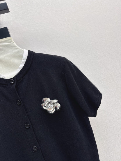 25fw new camellia knitted short sleeves