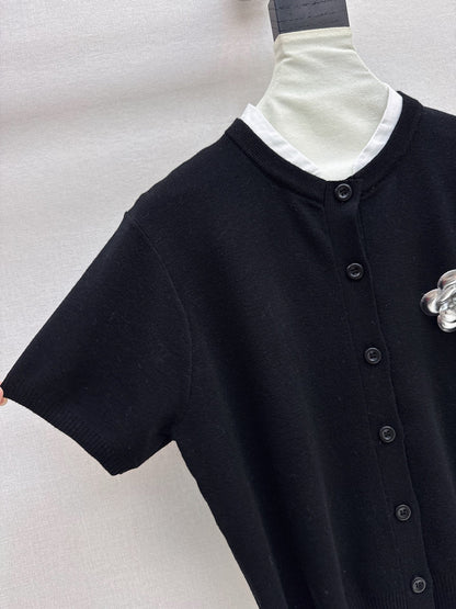 25fw new camellia knitted short sleeves