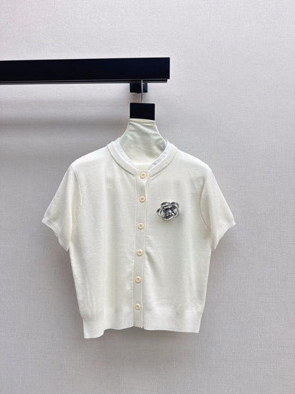25fw new camellia knitted short sleeves
