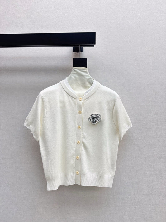 25fw new camellia knitted short sleeves