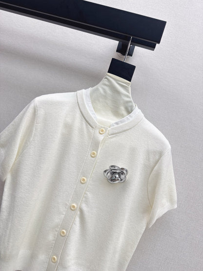 25fw new camellia knitted short sleeves
