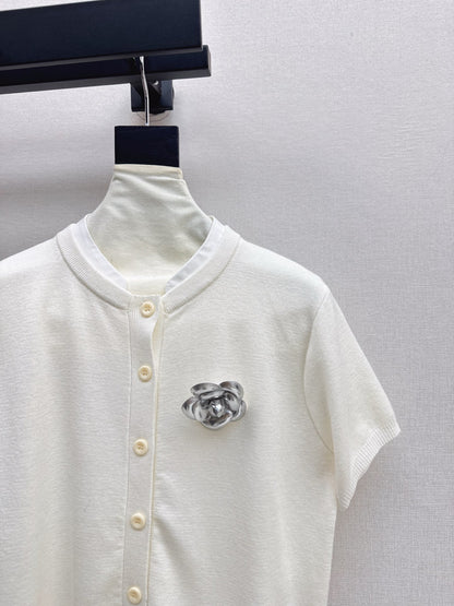 25fw new camellia knitted short sleeves