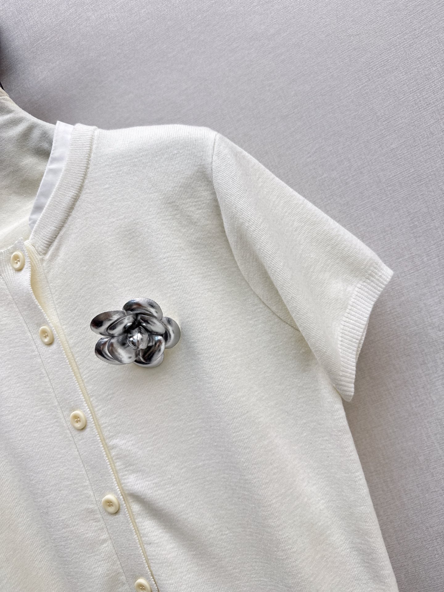 25fw new camellia knitted short sleeves