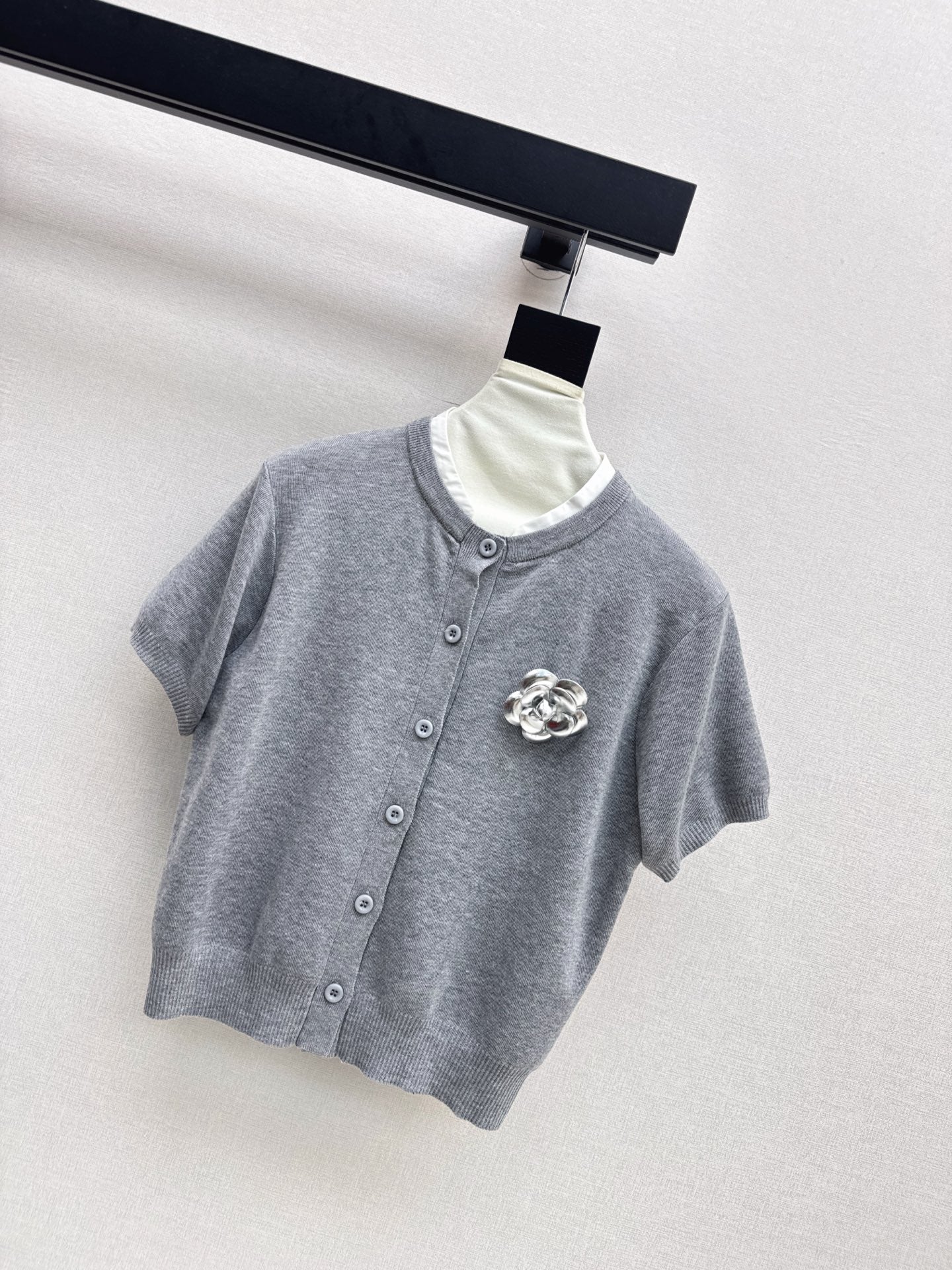 25fw new camellia knitted short sleeves