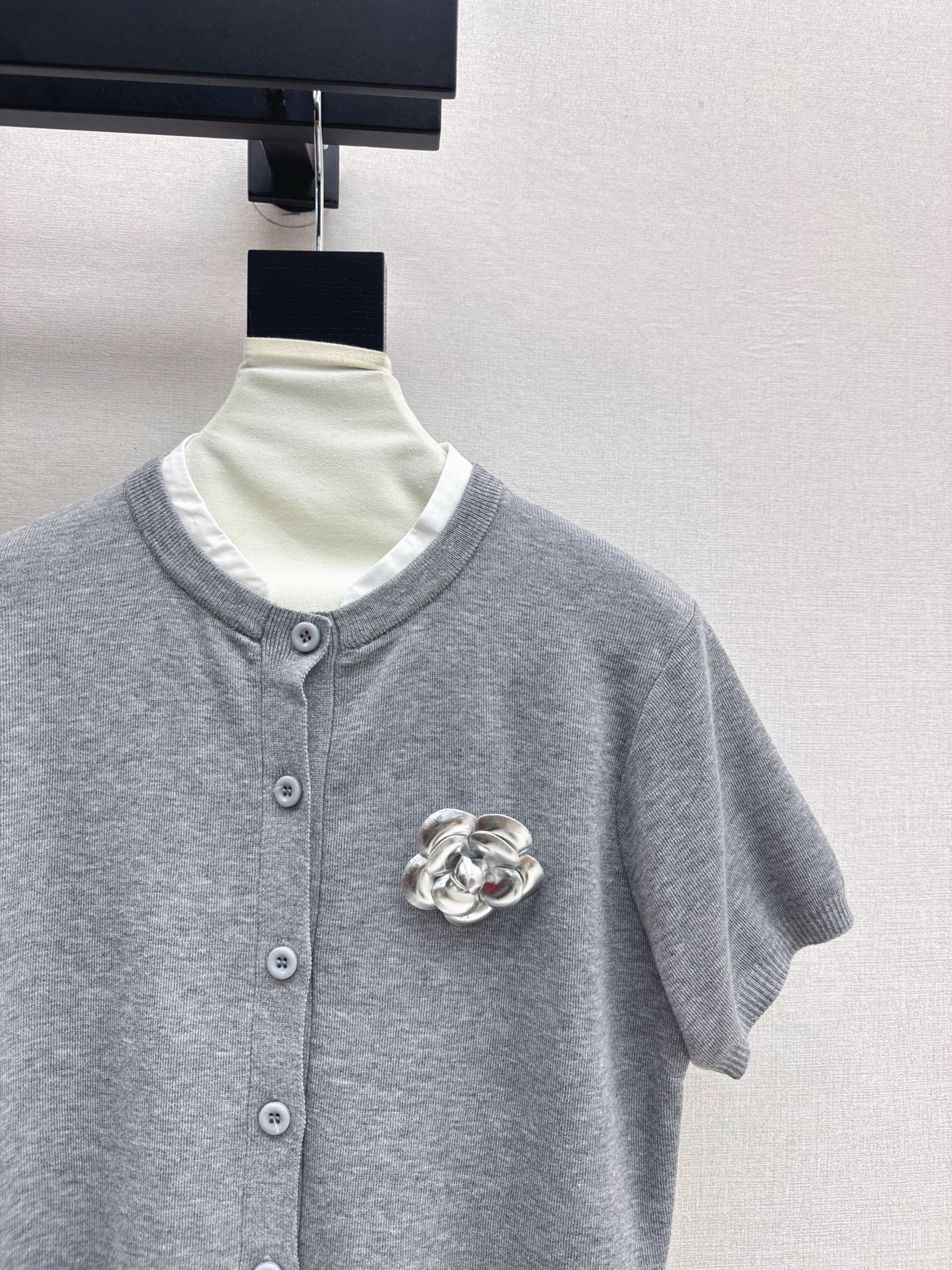25fw new camellia knitted short sleeves