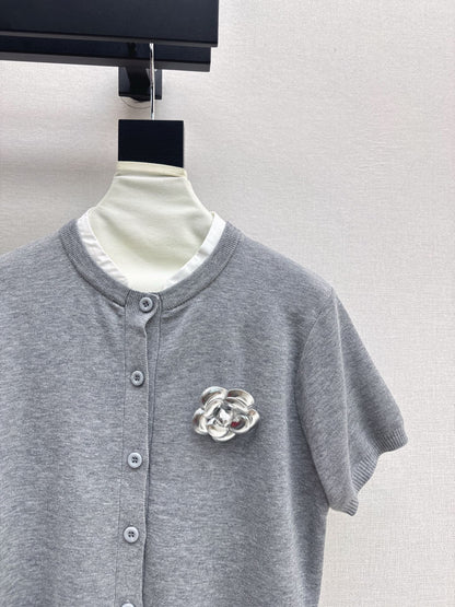25fw new camellia knitted short sleeves