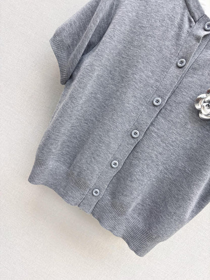 25fw new camellia knitted short sleeves
