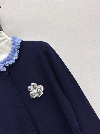 25fw new camellia fake two-piece knitted cardigan