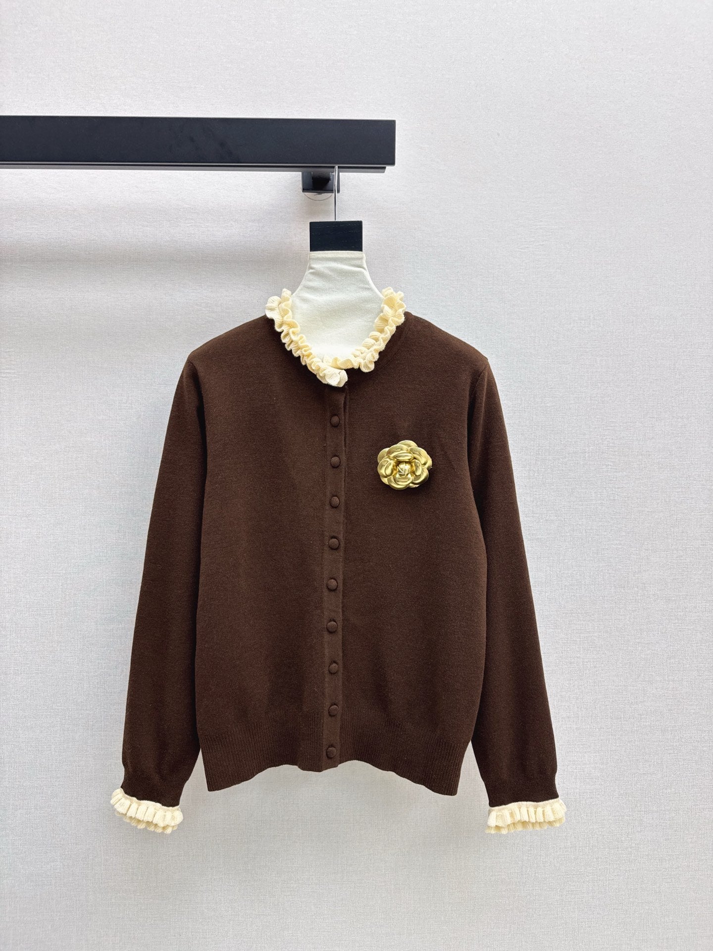 25fw new camellia fake two-piece knitted cardigan