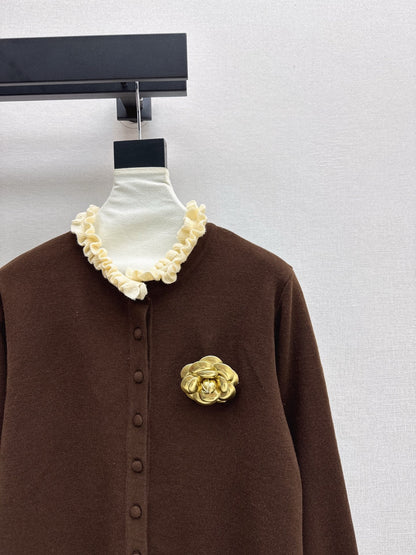 25fw new camellia fake two-piece knitted cardigan