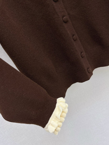 25fw new camellia fake two-piece knitted cardigan