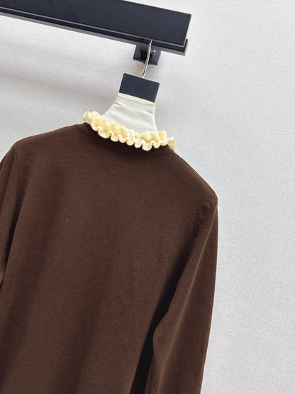 25fw new camellia fake two-piece knitted cardigan