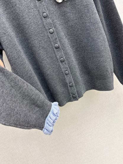 25fw new camellia fake two-piece knitted cardigan