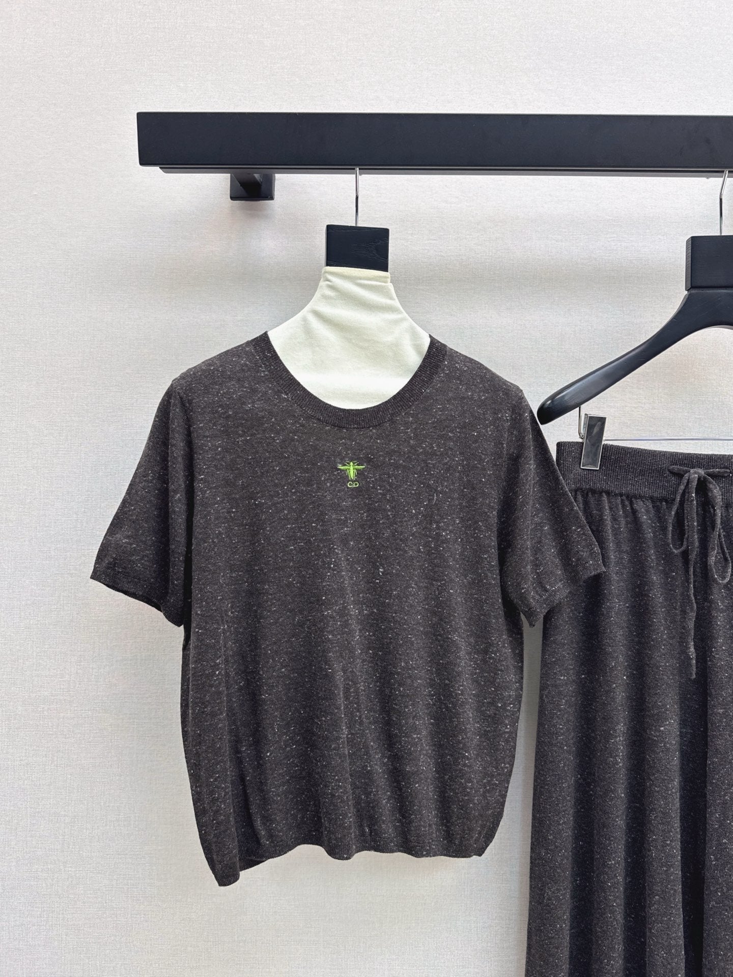 25fw new wool embroidered sweater with straight pants suit