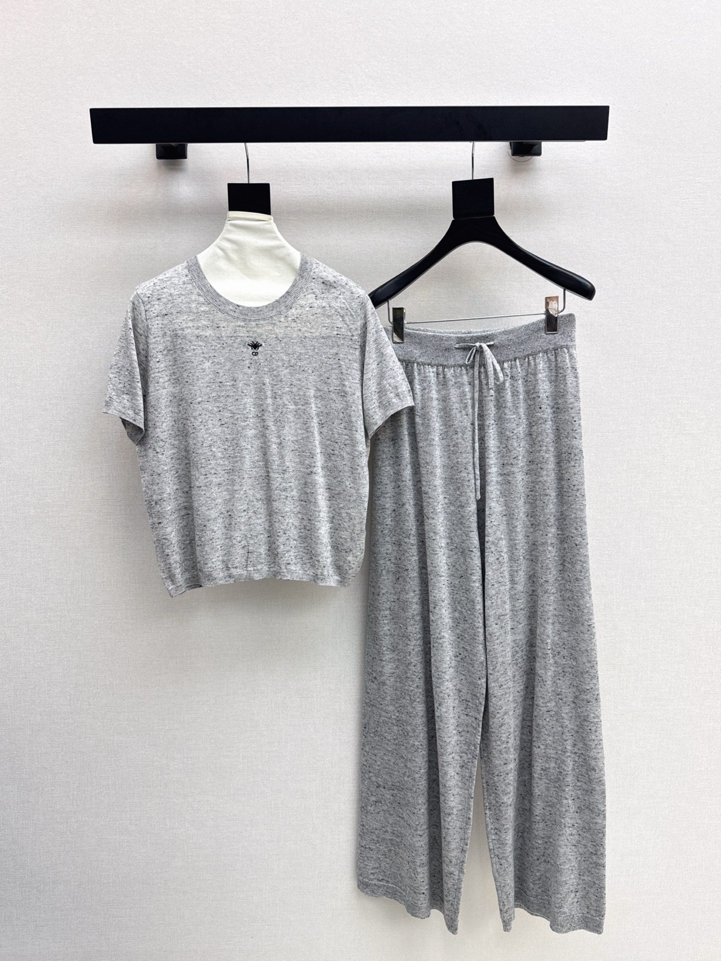 25fw new wool embroidered sweater with straight pants suit